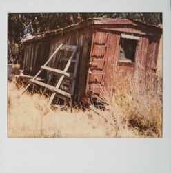 Petaluma and Santa Rosa Railroad boxcar in back of a building at Stony Point Quarry