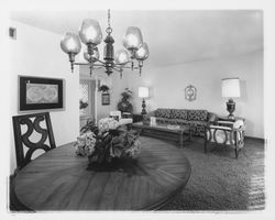 Living rooms of model homes at Wikiup, Santa Rosa, California, 1967