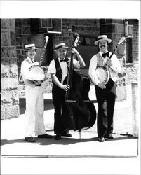 South Town Strummers at the Southern Pacific station, Santa Rosa, California, 1980