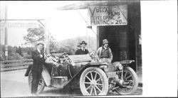 Four men with a car at Guerneville