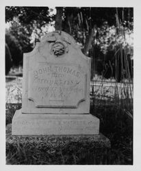 Tombstone of John Thomas Mathers in Petaluma(?), California, about 1970