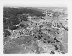 Aerial view of the Greenfield and Deerfield Circles neighborhood of Oakmont and the Oakmont Golf Course, Santa Rosa, California, 1964