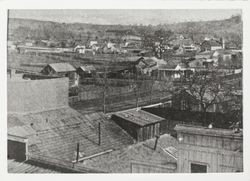 Healdsburg with snow-capped mountain, Healdsburg, California, 1873?