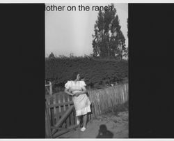 Edna Begley Nissen at family ranch in Round Valley, Mendocino County, California, about 1940