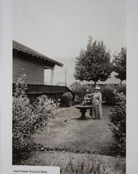 Emma E. Wood in her Montana garden, Butte, Montana, photographed between 1915 and 1919