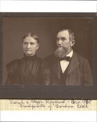 Portrait of Sarah and Edgar Raymond in Bremer County, Iowa, about 1882