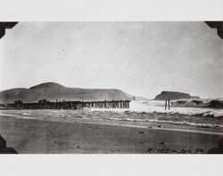 Jetty at the mouth of the Russian River at Jenner, California, January 29, 1931