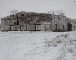Sheet metal warehouses behind the Golden Eagle Milling Company, Petaluma, California, 1940s