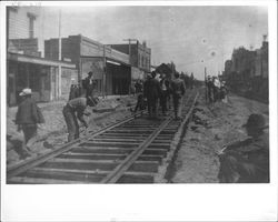 Construction of Petaluma and Santa Rosa Railway through Sebastopol