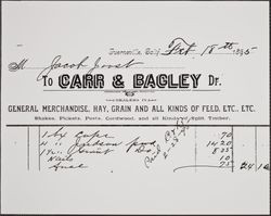 Invoice of Carr & Bagley General Merchandise, Guerneville, California, February 18, 1895