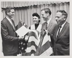 Group holding American flag at the Sonoma County Fair, Santa Rosa, California