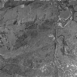 Aerial view of Mark West Springs Road, north of Santa Rosa, California, March 30, 1961