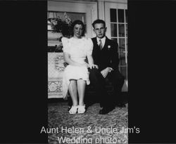 Helen and Jim Nissen's wedding photograph, Petaluma, California, about 1940