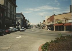 Looking north up Petaluma Boulevard at the Masonic building, Petaluma, California, June, 1991