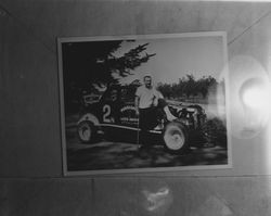 Leroy Marion with his race car, Petaluma, California, 1949