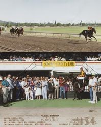 Photo finish and Winner's Circle for the Redwood Empire Stakes Purse at the Sonoma County Fair Racetrack, Santa Rosa, California