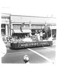 Miss Sonoma County rides in the Sonoma-Marin Fair Parade, Petaluma, California, 1967