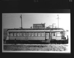 Passenger car of the Petaluma and Santa Rosa Railroad, Petaluma, California, 1954