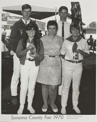 FFA members and their cow bell trophies at the Sonoma County Fair, Santa Rosa, California, 1970