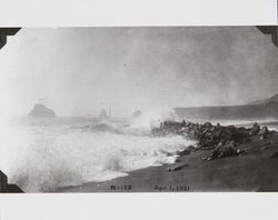 Construction of the jetty at the mouth of the Russian River at Jenner, California, April 1, 1931