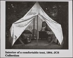 Interior of a comfortable tent, Guerneville, California, 1904