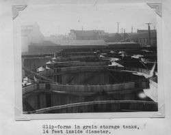 Tank slip-forms under construction at the Poultry Producers of Central California Petaluma mill, about 1937