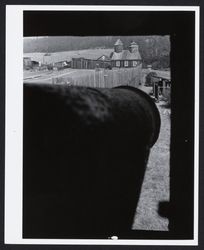 Looking down a cannon at Fort Ross