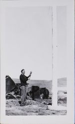 Stan Carrothers erecting flag pole at Bodega Bay