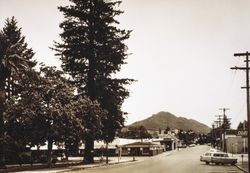 Healdsburg Plaza, looking toward Fitch Mountain, 1967