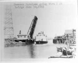 Steamer Petaluma going thru D St. bridge June 10, 1933