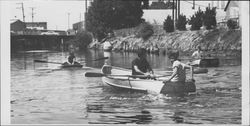 Old Adobe Fiesta rowboat races, Petaluma, California, 1964