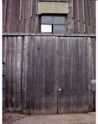 Exterior of livery stable that stood at the corner of D and First Streets, Petaluma, California, Sept. 25, 2001