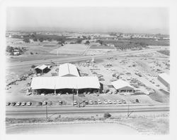 Aerial view of Stevenson Equipment Company Incorporated and Old Redwood Highway, Santa Rosa, California, 1964