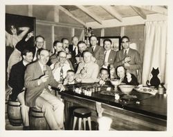 Eugene Farmer's stag party guests posing for a group portrait