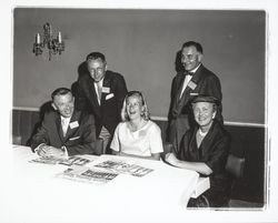 Miss Sonoma County candidates and judges in the Topaz Room, Santa Rosa, California, 1959