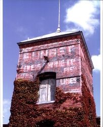 Tower on Sunset Line & Twine, Petaluma, California, with lettering, Sept. 25, 2001