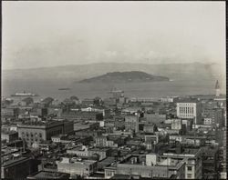 Aerial view of San Francisco looking to Yerba Buena Island, California, 1920s