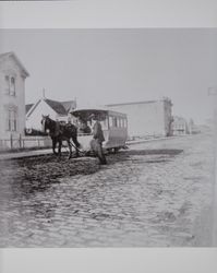 Street scene of 4th Street looking toward Western Avenue in Petaluma, California, about 1890