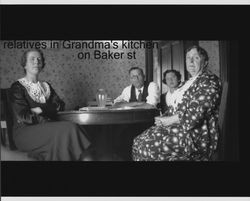 Relatives sitting around the Nissen family kitchen table at 629 Baker Street, Petaluma, California, about 1935