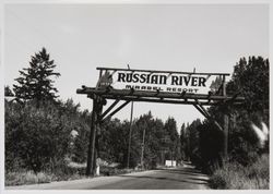 Entrance and exit signs for Russian River Mirabel Resort