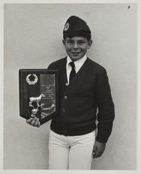 Raymond Hagemann and his Bank of America Award at the Sonoma County Fair, Santa Rosa, California, 1971