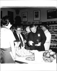 Rev. Mario Munari and other guests at the 50th anniversary party of the Sonoma Cheese Factory, Sonoma, California, 1981