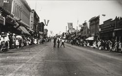 Crowd lining both sides of Main Street prior to the parade