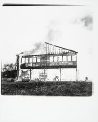 Sonoma Fire Department at a burning house, Sonoma, California, 1952