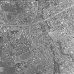 Aerial view of Santa Rosa, California, showing South Park, Roseland and downtown, c. 1968