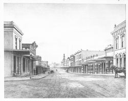 Line drawing of Main Street, Petaluma, California, 1898