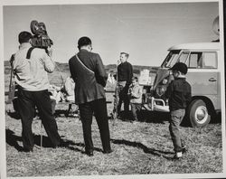 Joel Hedgepeth speaking at a rally to protest PG&E building an atomic power plant at Bodega Head, Bodega Bay, California, 1963