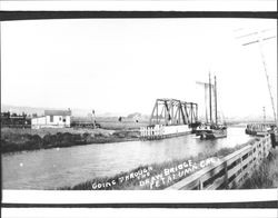 Going through the draw bridge, Petaluma, Cal