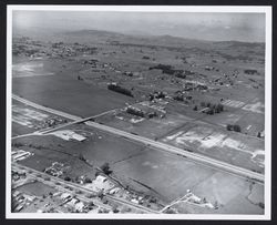 Aerial view of northern Petaluma on Highway 101 at Corona Road