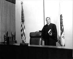 Judge Kenneth M. Eymann in court, Santa Rosa, California, September 4, 1969